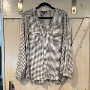 Express Black and White Patterned Blouse